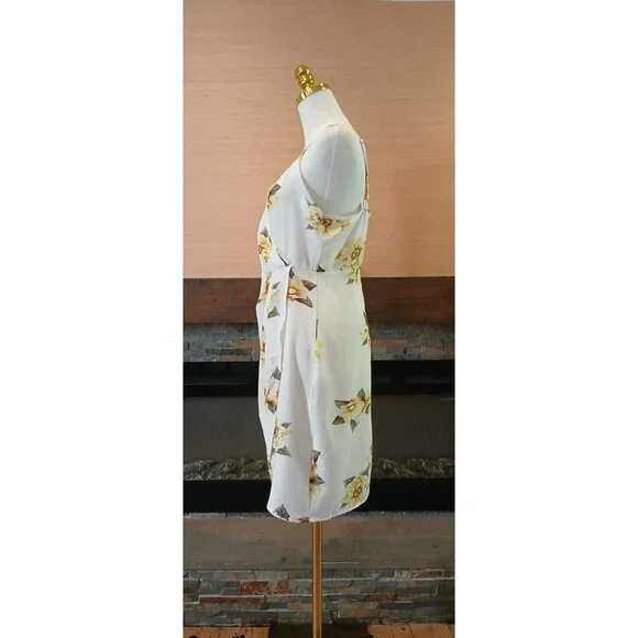 Floral Faux Wrap Spaghetti Strap Dress Women's XL Lightweight Tropical Beachy - Picture 6 of 10